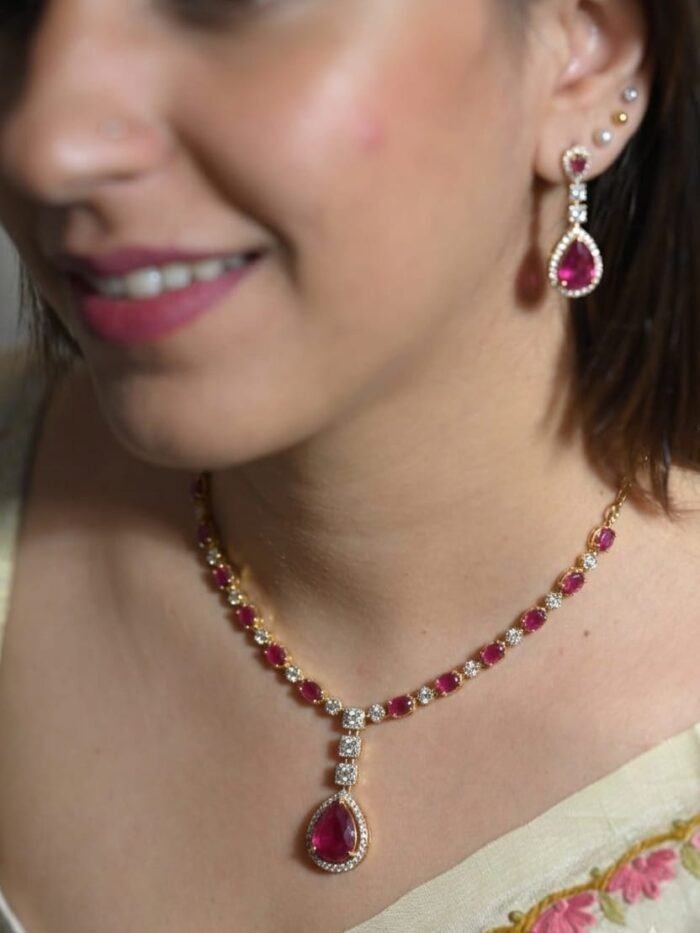 Ruby Cascade Pendant Necklace Set