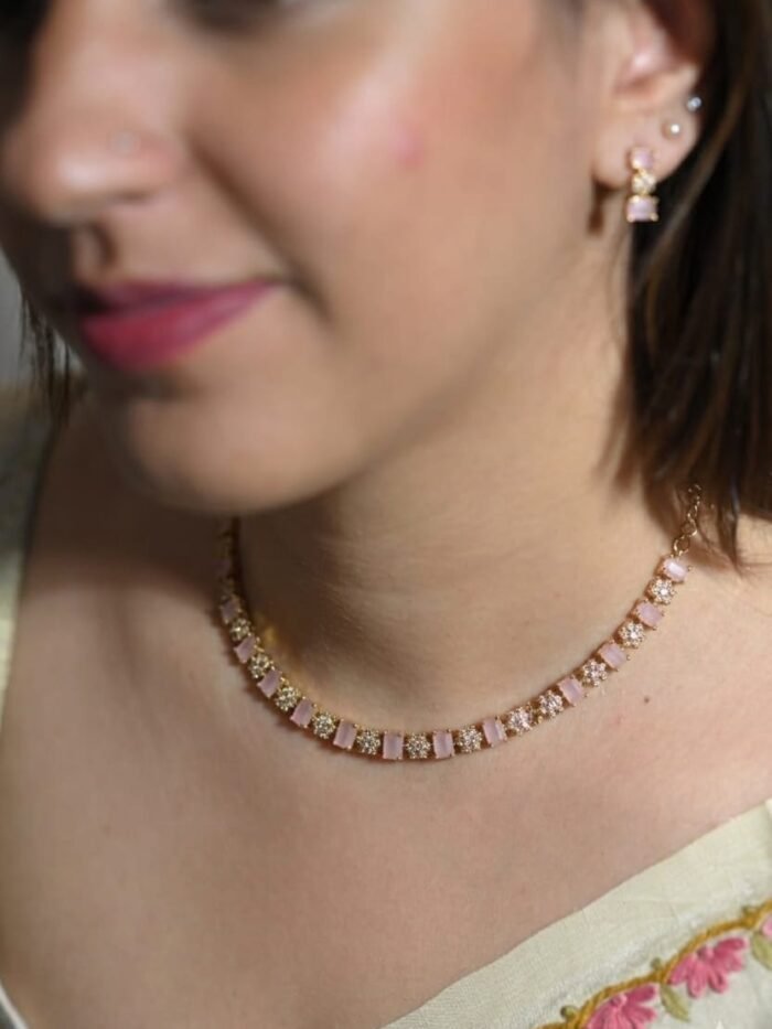 Blush Bar Tennis Necklace Set