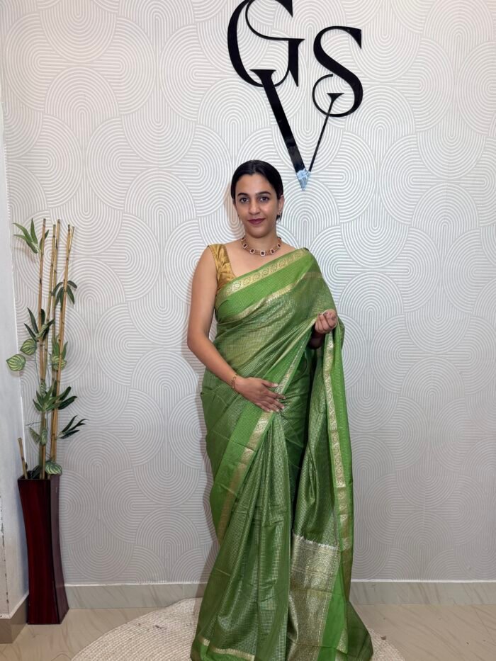 Check pattern soft silk saree