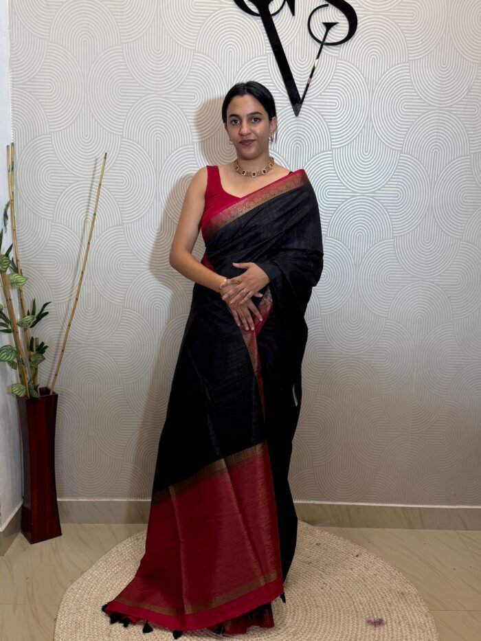 Semi jute silk contrast Thin borders
