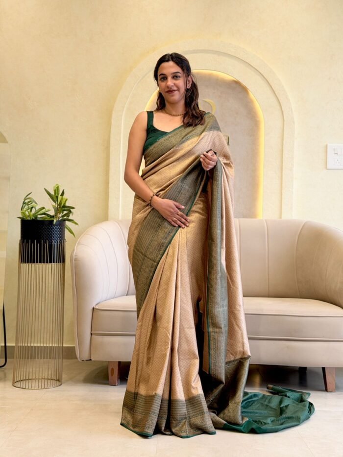 KATHAAN SILK SAREES - BOTTLE GREEN
