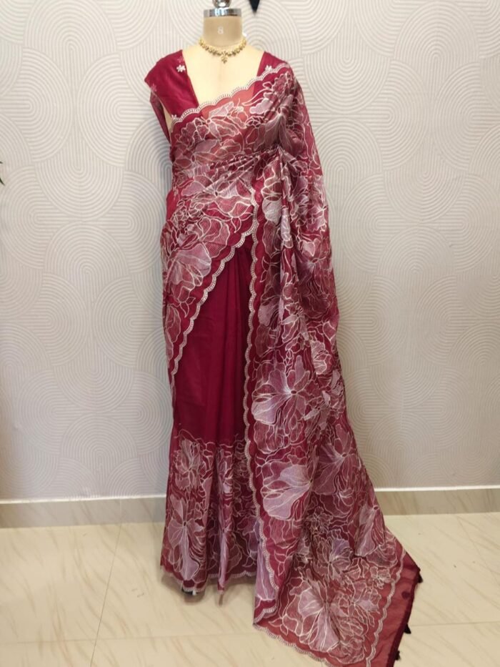TURKISH ORGANZA FLORAL SAREES