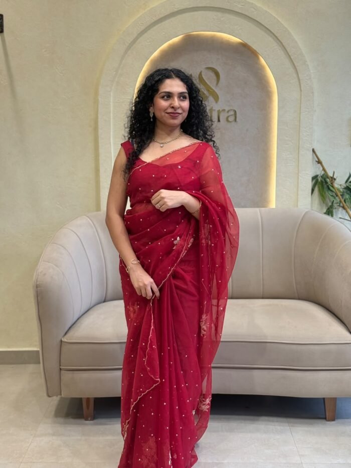 SIMPLE ELEGENT PARTY WEAR SAREE COLLECTIONS - RED