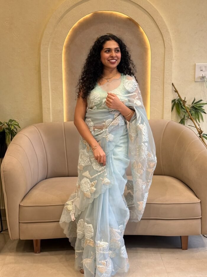 ORGANZA WITH APLIQUE WORK PREMIUM SAREE COLLECTIONS