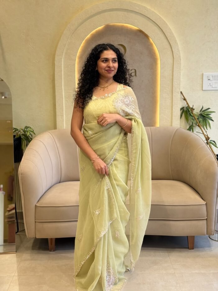 CRUSHED ORGANZA PARTYWEAR SIMPLE SAREE COLLECTION