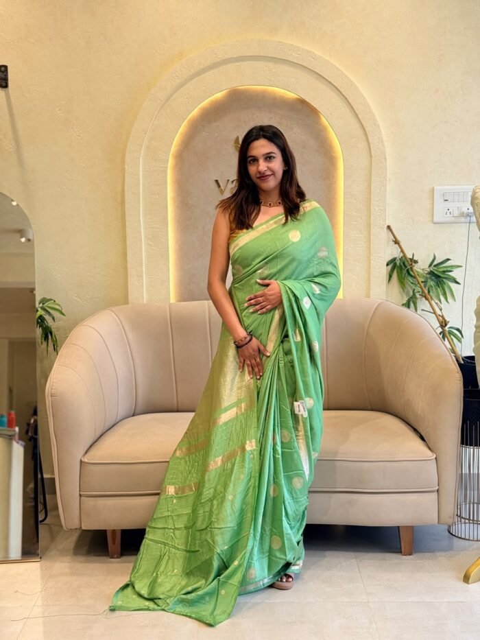 CREPE SILK PARTY WEAR SAREES WITH GOLD ZARI BODER