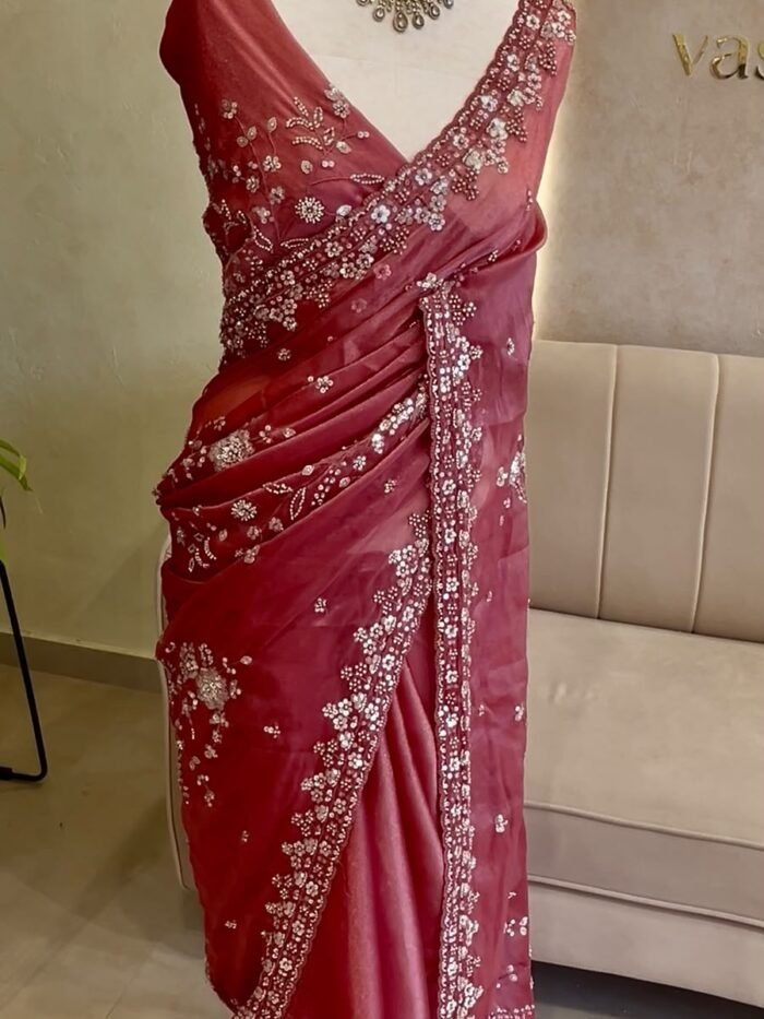 FLORAL WORKED HEAVY PARTYWEAR SAREE
