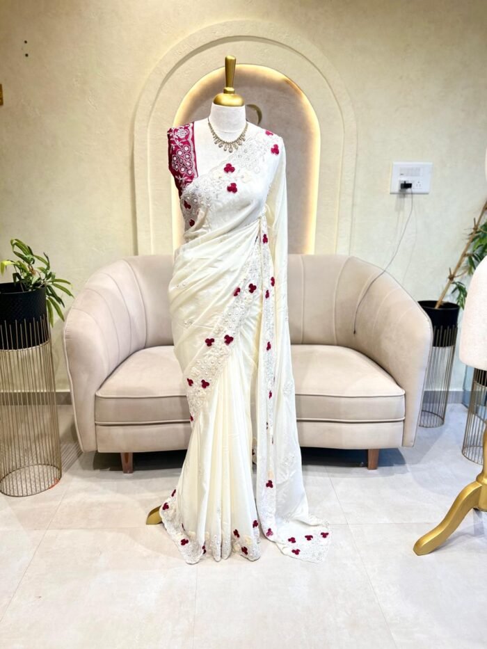 WHITE ROSE PARTYWEAR ORGANZA SAREE