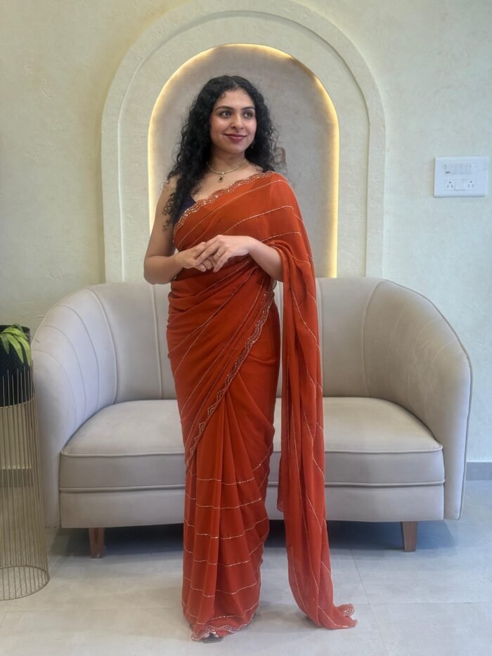TRENDING BURNT ORANGE SAREE