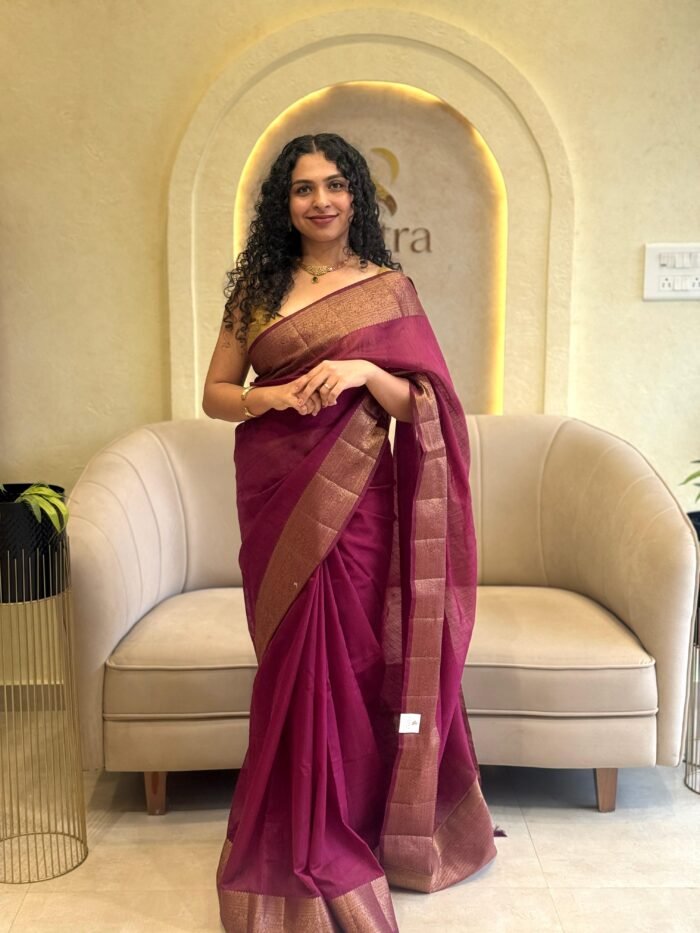 CLASSIC SEMI JUTE GOLDEN BORDER SAREE COLLECTTIONS