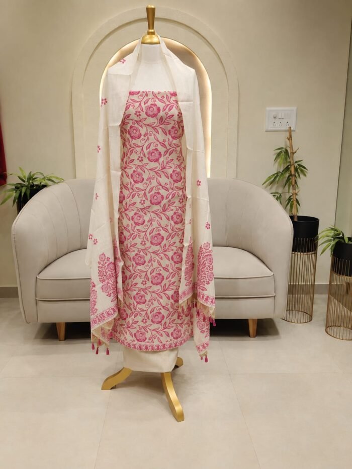FLORAL PRINTED  CASUAL WEAR CHANDERI UNSTITCHED SALWAR COLLECTIONS