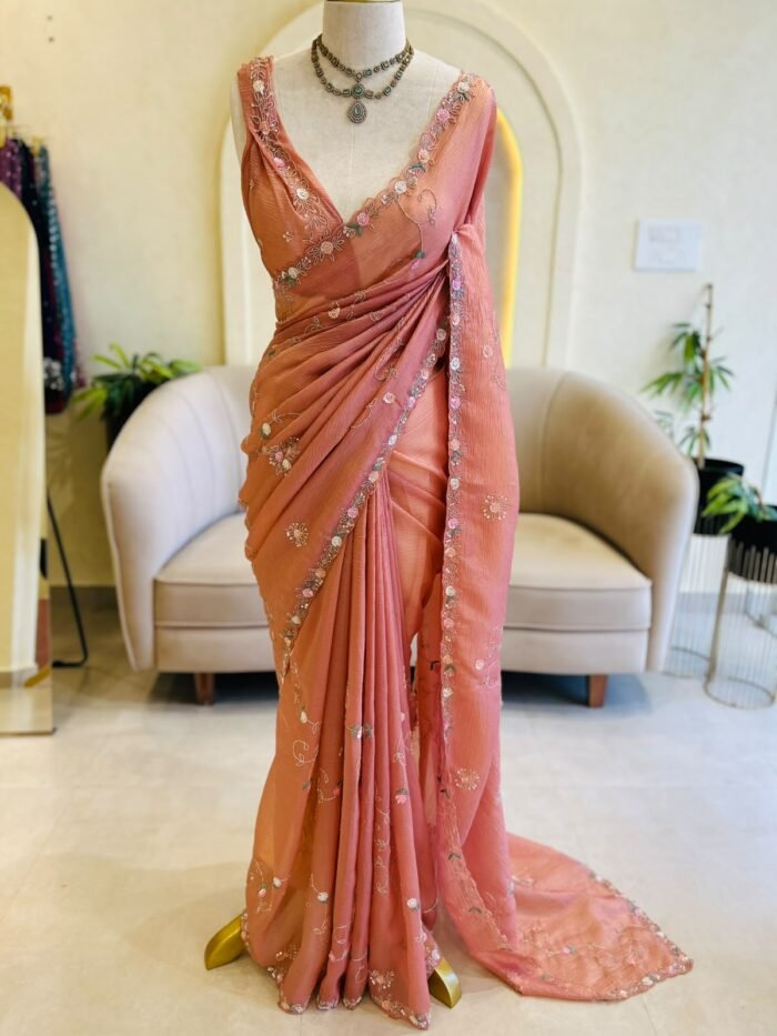 PEACH GLOW FUNCTIONAL WEAR SAREE