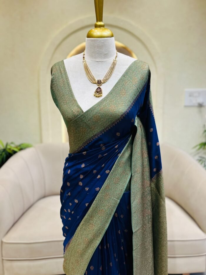 BANARASI SILK SAREES WITH CONTRAST BORDER