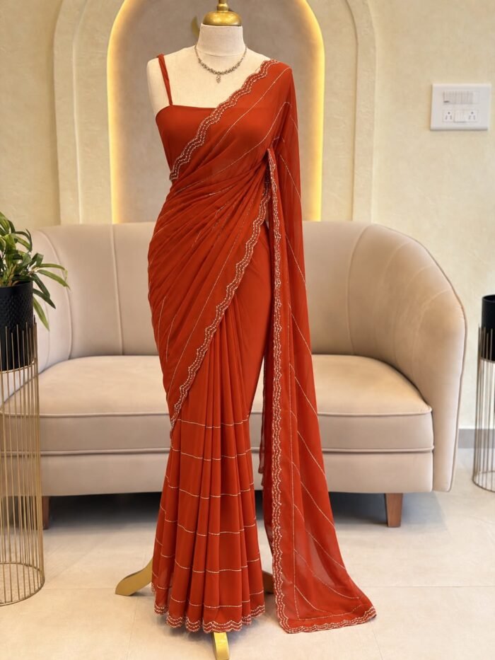 TRENDING BURNT ORANGE SAREE