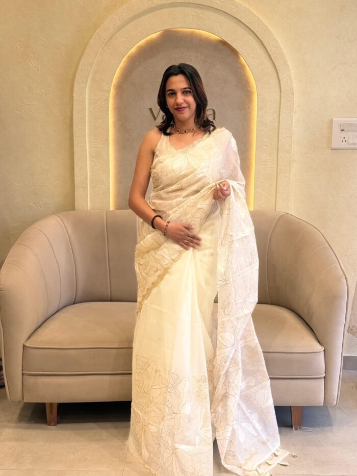 White Baptism Saree Collection