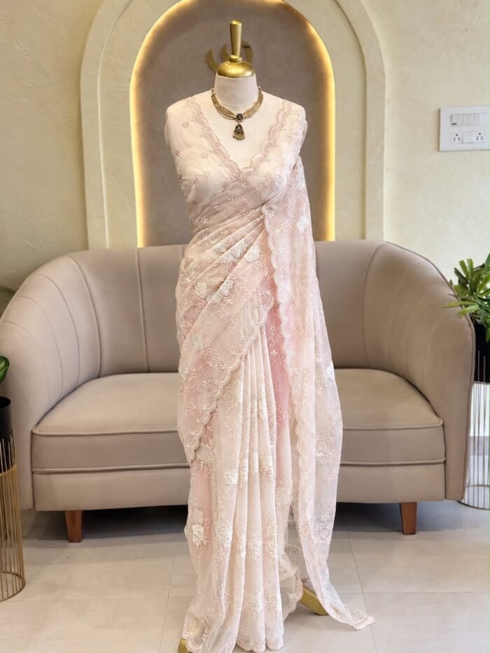 Premium embroidered organza saree