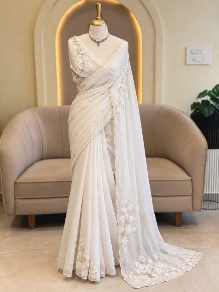 Premium Organza Partywear Handwork Saree