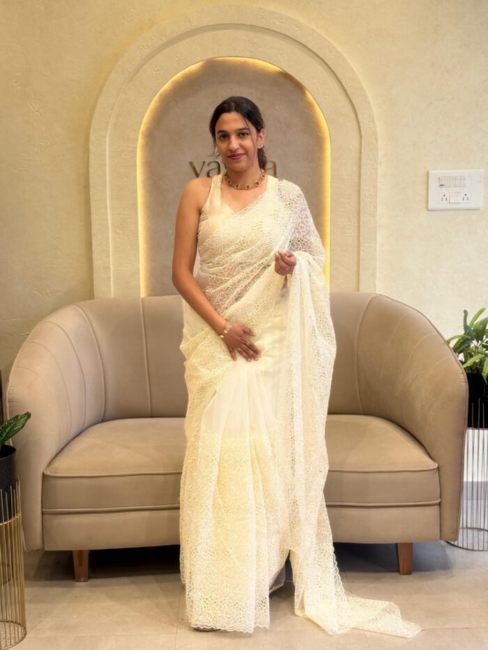 Cutwork organza saree